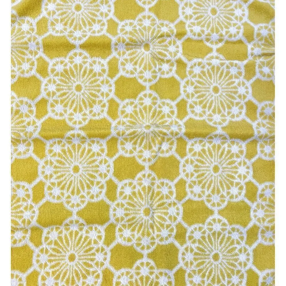 RARE Vintage 1960s Western Germany Move Cotton Yellow White Floral Towel 39 x 19